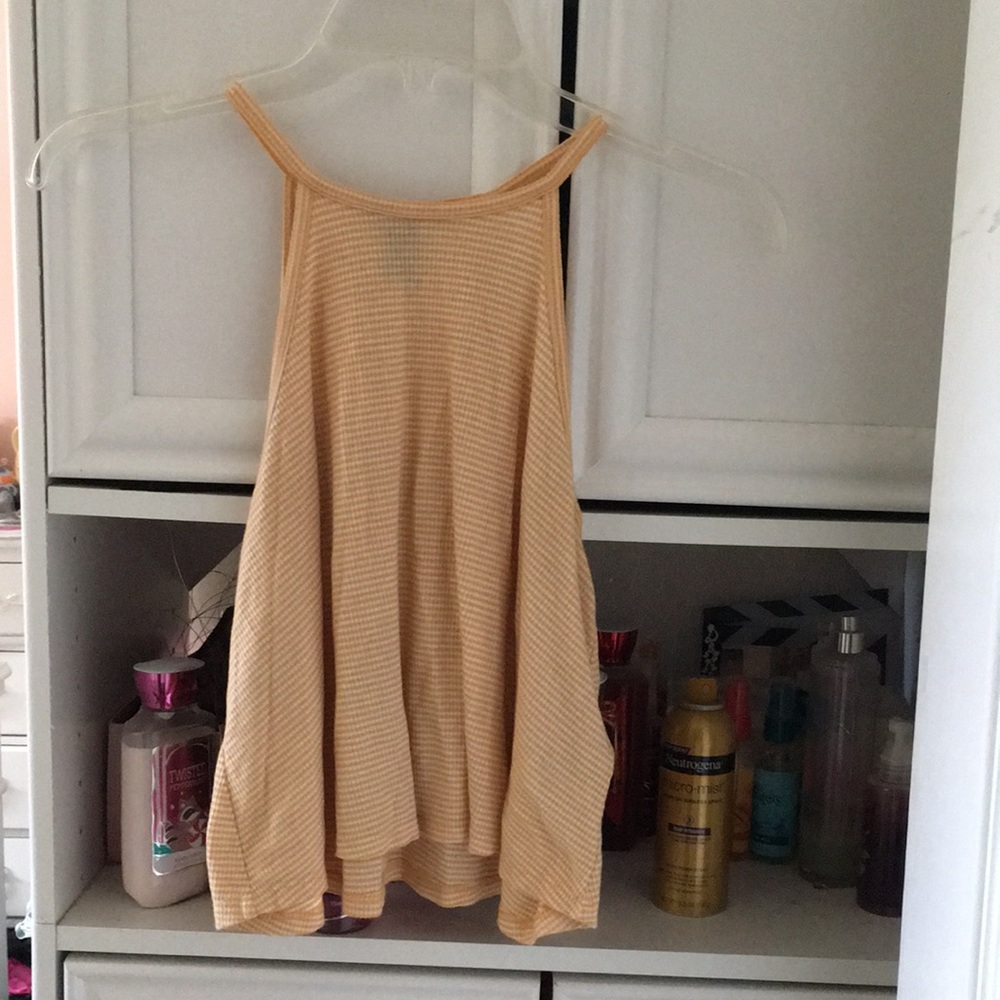 orange gingham print tank top